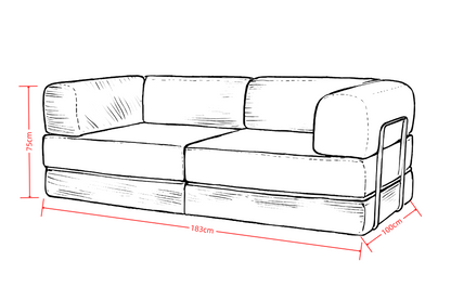 可變形的床墊組合式沙發床，全海綿材質、無骨架設計：舒適又多用途，適合您的空間需求。
