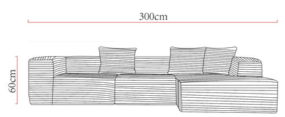 5-seater combination compression sofa made of high-quality corduroy fabric, equipped with highly elastic sponge for quick rebound