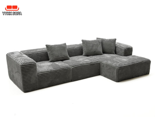 5-seater combination compression sofa made of high-quality corduroy fabric, equipped with highly elastic sponge for quick rebound