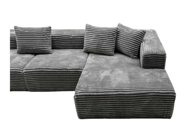 5-seater combination compression sofa made of high-quality corduroy fabric, equipped with highly elastic sponge for quick rebound