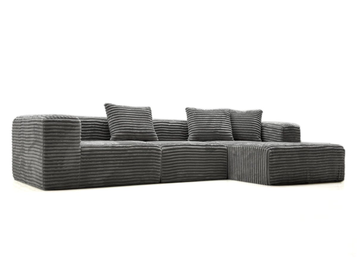 5-seater combination compression sofa made of high-quality corduroy fabric, equipped with highly elastic sponge for quick rebound