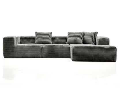 5-seater combination compression sofa made of high-quality corduroy fabric, equipped with highly elastic sponge for quick rebound